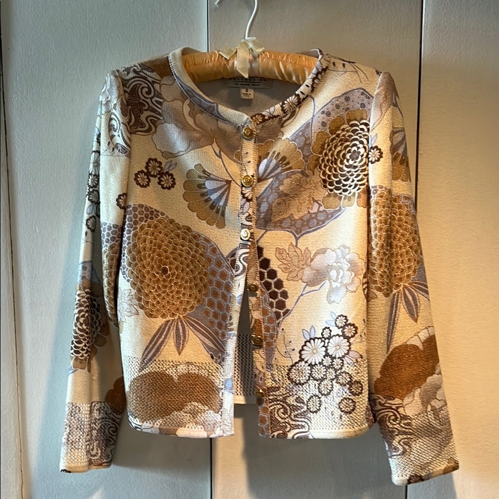 Floral Patterned St. John Collection Cardigan